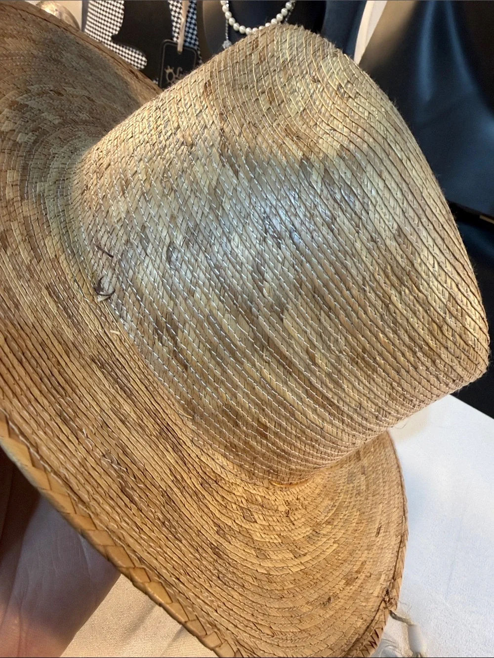Men's straw Hat - Natural woven Tan 6 3/4 Small